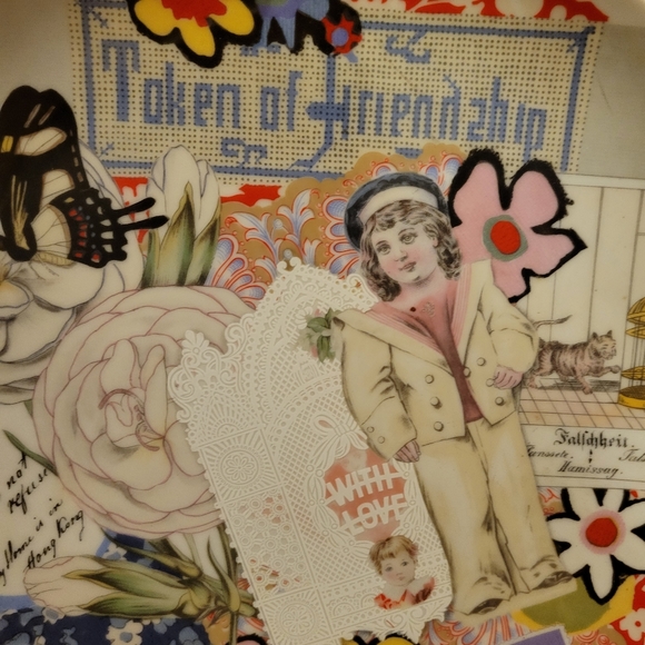 Vintage Collage Design Gloria Vanderbilt Plate ~ Token of Friendship & Love - Picture 5 of 16